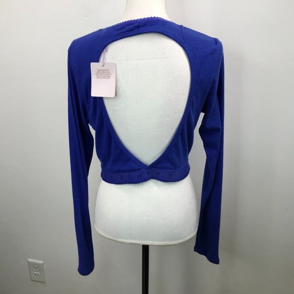 SAVAGE X FENTY Blue Long Sleeve Scoop Back Cropped Sleepwear Top NWT Size 2X - Picture 3 of 11